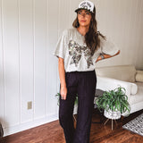 Black Lightweight Crinkle Elastic Waist Pant