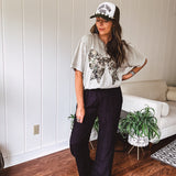 Black Lightweight Crinkle Elastic Waist Pant