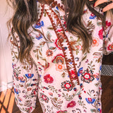 Cream Whimsical Floral Button Front Dress