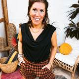 Black Drape Neck Padded Bodysuit