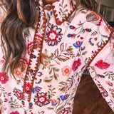 Cream Whimsical Floral Button Front Dress