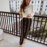 Black Stripe Weave Cargo Pant