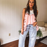 Plaid + Windowpane Lace Tank
