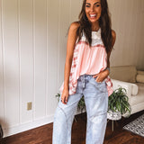 Plaid + Windowpane Lace Tank