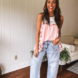 Plaid + Windowpane Lace Tank