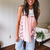 Plaid + Windowpane Lace Tank