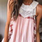 Plaid + Windowpane Lace Tank