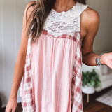 Plaid + Windowpane Lace Tank