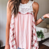 Plaid + Windowpane Lace Tank