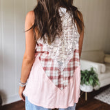 Plaid + Windowpane Lace Tank