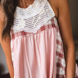 Plaid + Windowpane Lace Tank