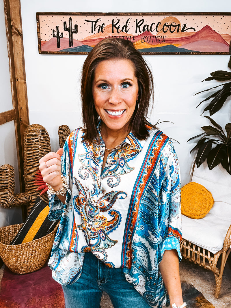 Royal Blue Paisley Mix Button Down