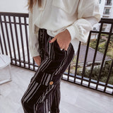 Black Stripe Weave Cargo Pant