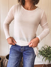 Beige Long Sleeve Mesh with Sparkle Detail