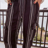 Black Stripe Weave Cargo Pant