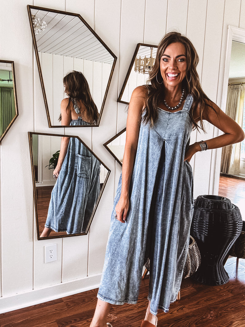 Washed Tencel Pleat Front Jumpsuit