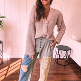 Vintage Denim Stripe Crochet Patchwork Pant