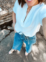 V Neck Dolman with Gathered Shoulder Detail
