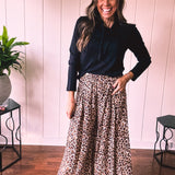 Latte Leo Wide Leg Crop Trouser Pant