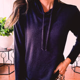 BLACK COWL NECK TOP