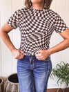 Black & White Checker Short Sleeve Mesh