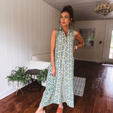 Green Aztec Mix Print Wide Leg Jumpsuit