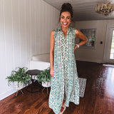 Green Aztec Mix Print Wide Leg Jumpsuit