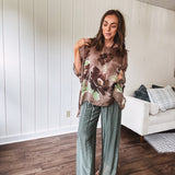FLOWERS PRINTED SILK BLOUSE