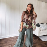 FLOWERS PRINTED SILK BLOUSE