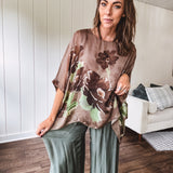 FLOWERS PRINTED SILK BLOUSE