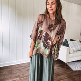 FLOWERS PRINTED SILK BLOUSE