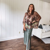 FLOWERS PRINTED SILK BLOUSE