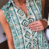 Green Aztec Mix Print Wide Leg Jumpsuit