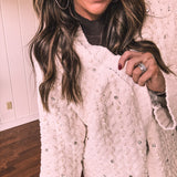 Powder Cream Pearl Embellished Cardigan