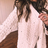 Powder Cream Pearl Embellished Cardigan