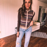 Western Plum Multi Stripe Sweater Vest