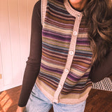 Western Plum Multi Stripe Sweater Vest