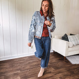 Mix Denim Flannel Cut & Sew Jacket