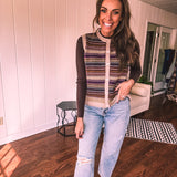 Western Plum Multi Stripe Sweater Vest