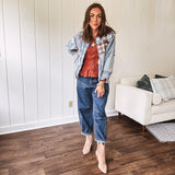 Mix Denim Flannel Cut & Sew Jacket