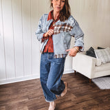 Mix Denim Flannel Cut & Sew Jacket