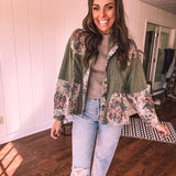 Olive Floral Jacquard Boho Jacket