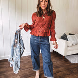 Dark Wash Crop Barrel Denim