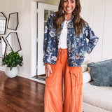 Faded Rust Orange Mineral Wash Wide Leg Utility Pant