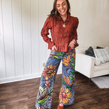 Denim Sunflower Art Jeans