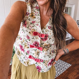 Sage + Pink Jacquard Floral Bow Vest