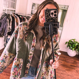 Olive Floral Jacquard Boho Jacket
