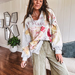 Cotton terry knit wide leg pants with raw hems, oversized pockets and drawstring waist.