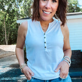 Henley Knit Tank with Front Buttons