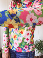 Pink Multi Flower Mesh Sheer L/S